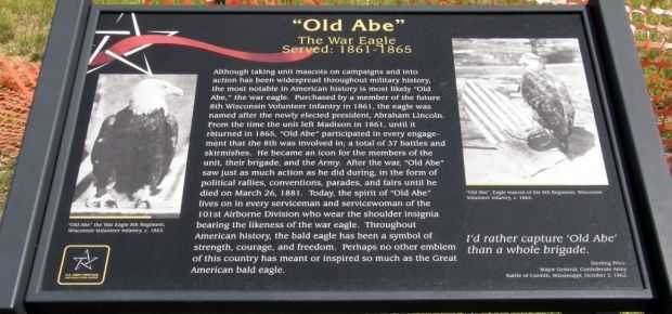 “OLD ABE” THE WAR EAGLE SERVED: 1861-1865 MEMORIAL PANEL