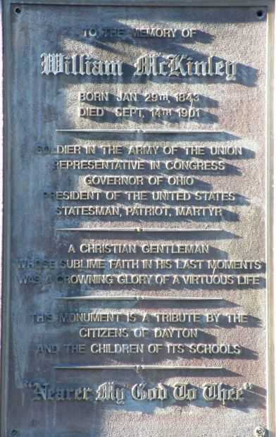 TO THE MEMORY OF WILLIAM MCKINLEY MEMORIAL PLAQUE