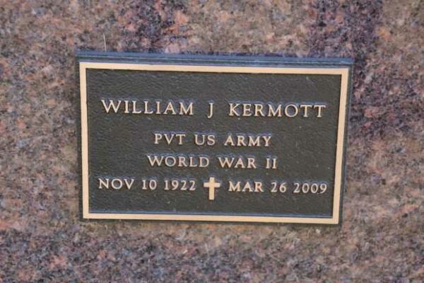 WILLIAM J KERMOTT MEMORIAL CEMETERY STONE