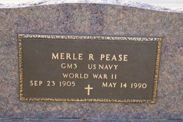 MERLE R PEASE MEMORIAL CEMETERY STONE