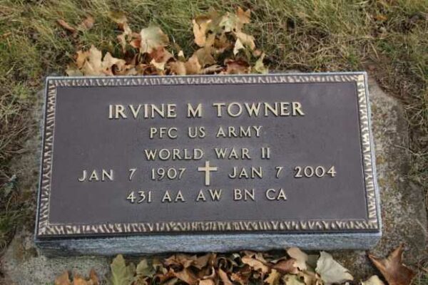 IRVINE M TOWNER MEMORIAL CEMETERY STONE