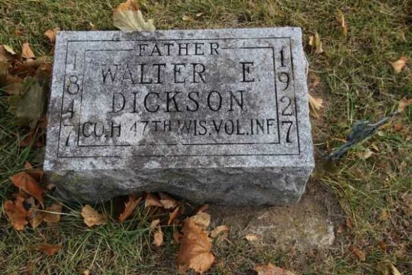 WALTER E DICKSON MEMORIAL CEMETERY STONE