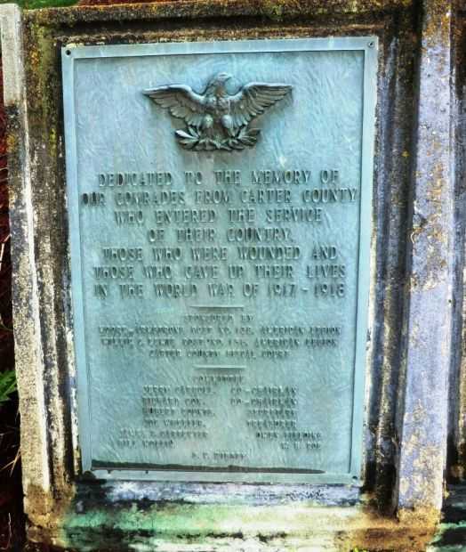 CARTER COUNTY WORLD WAR I MEMORIAL PLAQUE B