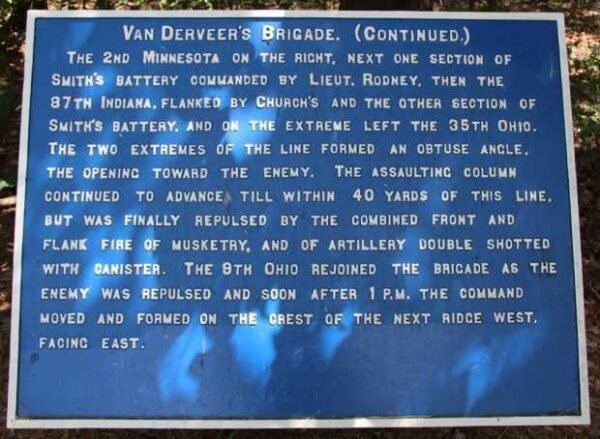 VAN DERVEER’S BRIGADE (CONTINUED) WAR MEMORIAL PLAQUE