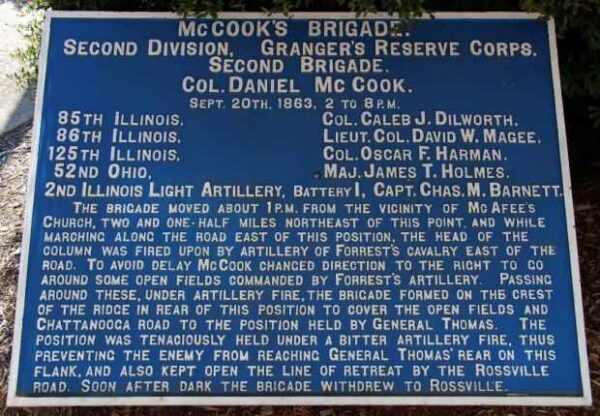 MCCOOK’S BRIGADE SECOND DIVISION WAR MEMORIAL PLAQUE