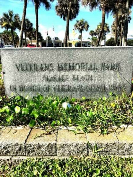 FLAGLER BEACH VETERANS MEMORIAL PARK ENTRANCE STONE