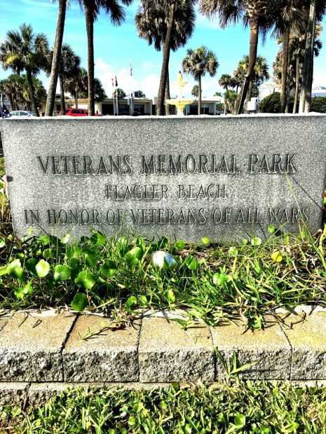 FLAGLER BEACH VETERANS MEMORIAL PARK ENTRANCE STONE