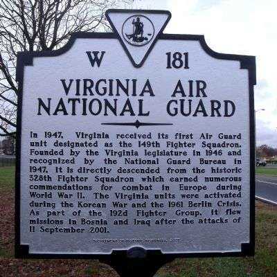 VIRGINIA AIR NATIONAL GUARD MEMORIAL MARKER