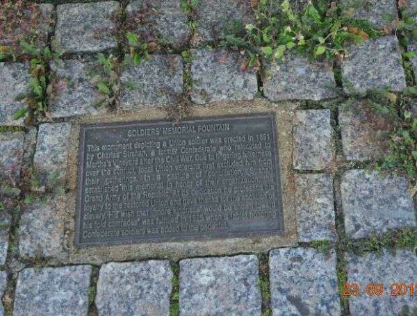 SOLDIERS MEMORIAL FOUNTAIN PLAQUE