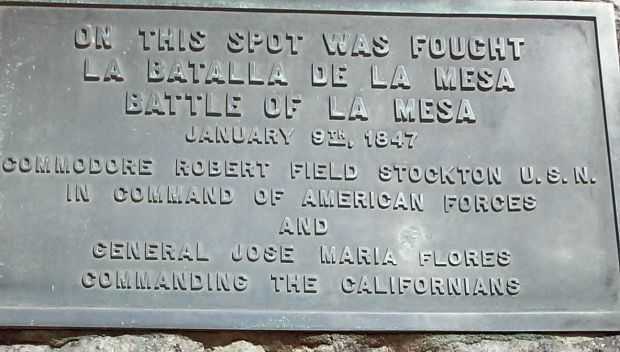 THE BATTLE OF LA MESA WAR MEMORIAL PLAQUE A