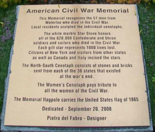 AMERICAN CIVIL WAR MEMORIAL PLAQUE