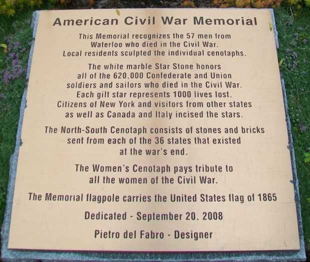AMERICAN CIVIL WAR MEMORIAL PLAQUE