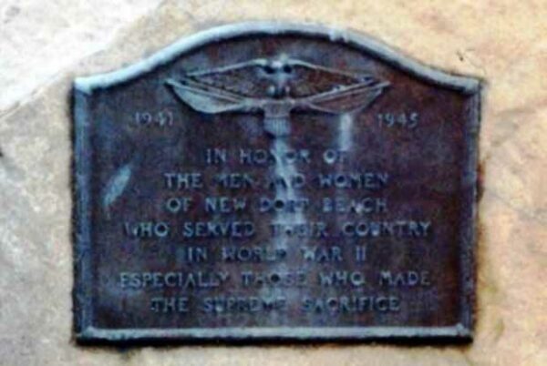 NEW DORP BEACH WORLD WAR II MEMORIAL PLAQUE