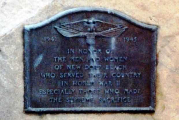 NEW DORP BEACH WORLD WAR II MEMORIAL PLAQUE