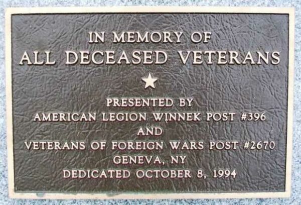 ALL DECEASED VETERANS MEMORIAL PLAQUE
