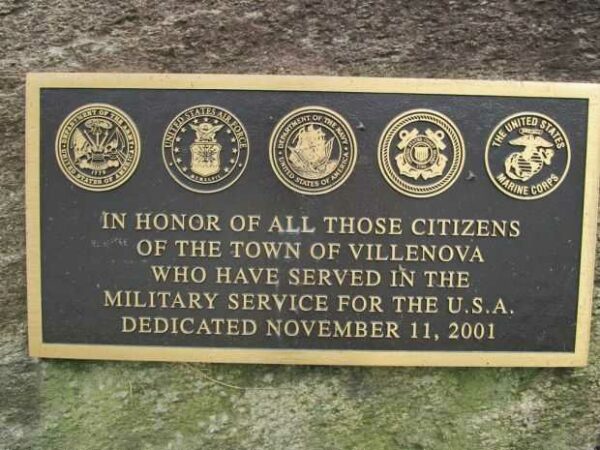 TOWN OF VILLENOVA VETERANS MEMORIAL PLAQUE