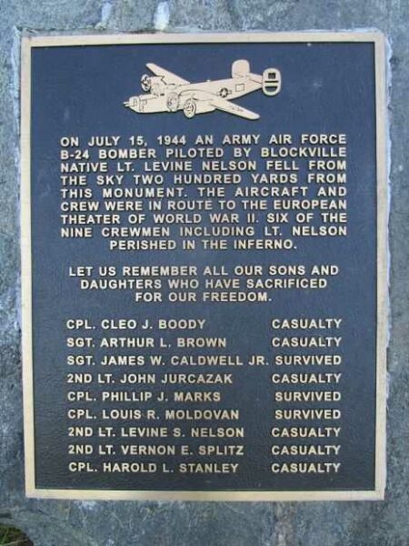 B-24 BOMBER CRASH MEMORIAL PLAQUE