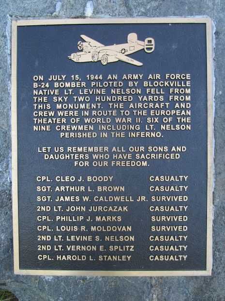 B-24 BOMBER CRASH MEMORIAL PLAQUE