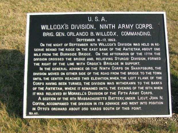 WILLCOX’S DIVISION, NINTH ARMY CORPS WAR MEMORIAL PLAQUE II