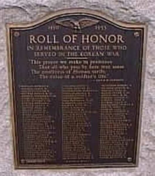 HAMPTON KOREAN WAR ROLL OF HONOR MEMORIAL PLAQUE