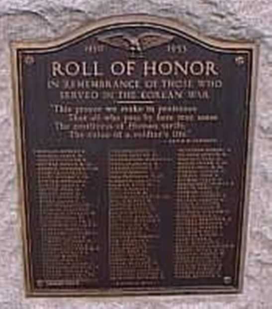 HAMPTON KOREAN WAR ROLL OF HONOR MEMORIAL PLAQUE