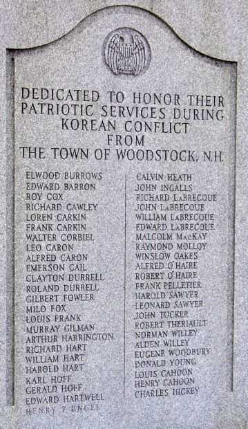WOODSTOCK KOREAN CONFLICT MEMORIAL HONOR ROLL