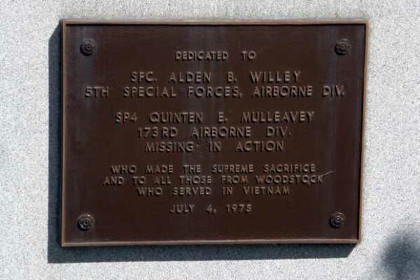 WOODSTOCK VIETNAM MISSING IN ACTION MEMORIAL PLAQUE