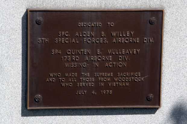 WOODSTOCK VIETNAM MISSING IN ACTION MEMORIAL PLAQUE