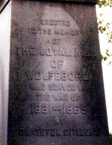 THE LOYAL MEN OF WOLFEBORO CIVIL WAR MEMORIAL DEDICATION STONE