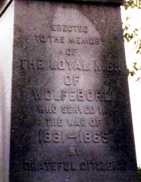 THE LOYAL MEN OF WOLFEBORO CIVIL WAR MEMORIAL DEDICATION STONE