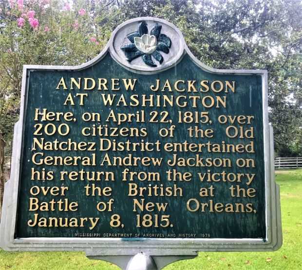 ANDREW JACKSON AT WASHINGTON WAR MEMORIAL MARKER