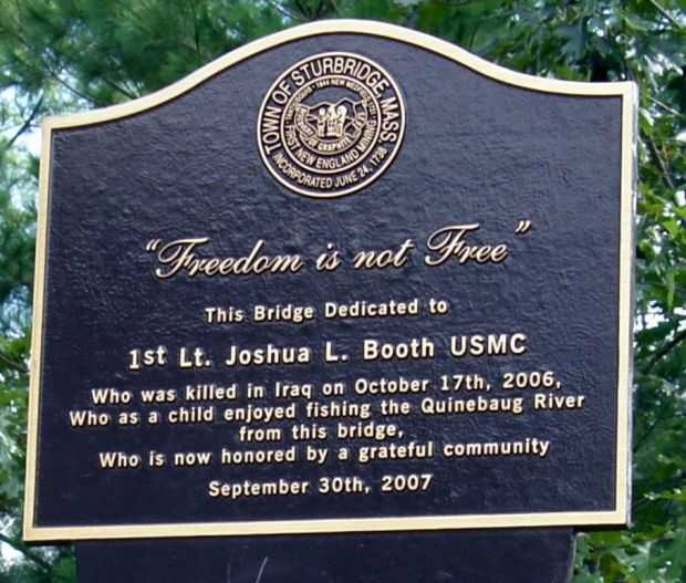 LIEUTENANT JOSHUA BOOTH MEMORIAL BRIDGE MARKER