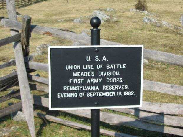 UNION LINE OF BATTLE AT ANTIETAM WAR MEMORIAL PLAQUE