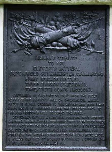 INDIANA’S ELEVENTH BATTERY WAR MEMORIAL PLAQUE