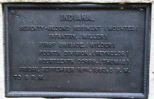 INDIANA SEVENTY-SECOND REGIMENT (MOUNTED) INFANTRY WAR MEMORIAL PLAQUE III