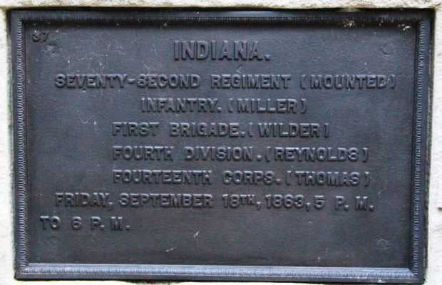 INDIANA SEVENTY-SECOND REGIMENT (MOUNTED) INFANTRY WAR MEMORIAL PLAQUE III