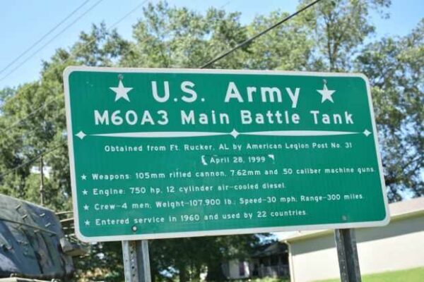 U.S. ARMY M60A3 MAIN BATTLE TANK MEMORIAL PLAQUE