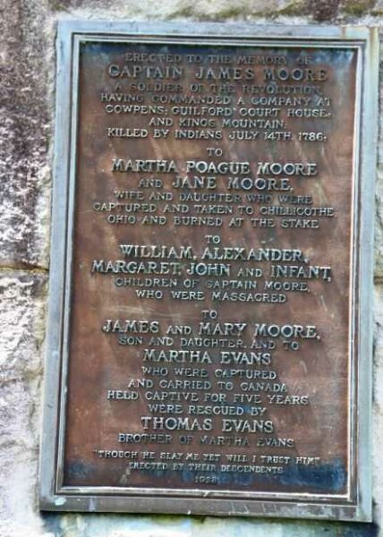 CAPTAIN JAMES MOORE REVOLUTIONARY WAR MEMORIAL PLAQUE