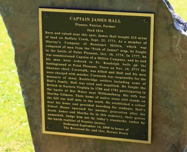 CAPTAIN JAMES HALL REVOLUTIONARY WAR MEMORIAL PLAQUE