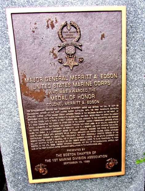 MAJOR GENERAL MERRITT A. EDSON WAR MEMORIAL PLAQUE