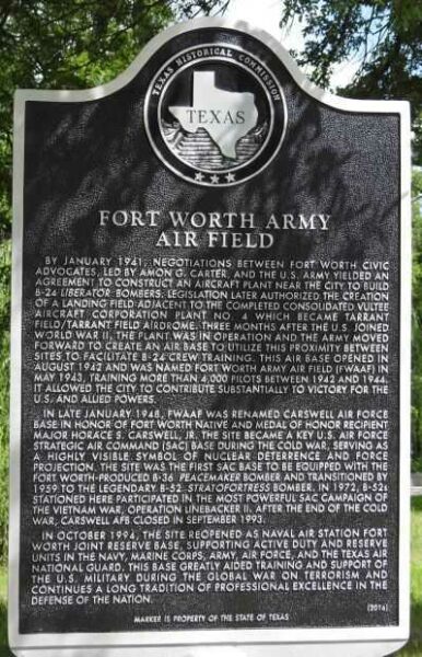 FORT WORTH ARMY AIR FIELD MEMORIAL MARKER