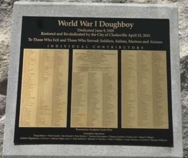 CLAKSVILLE WORLD WAR I DOUGHBOY MEMORIAL PLAQUE