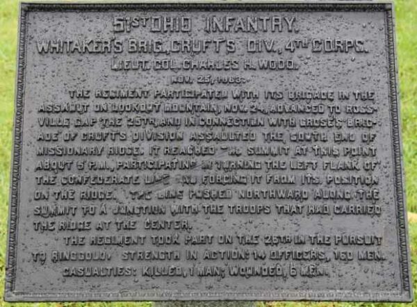 51ST OHIO INFANTRY WAR MEMORIAL PLAQUE