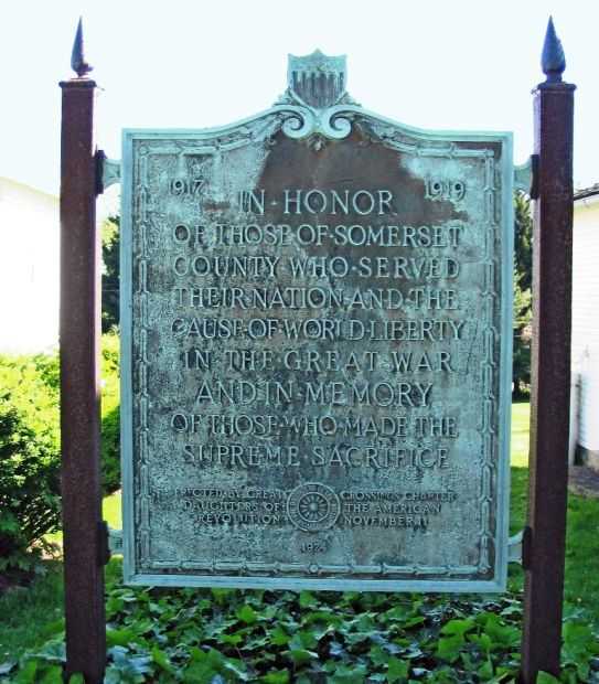 SOMERSET COUNTY GREAT WAR MEMORIAL PLAQUE