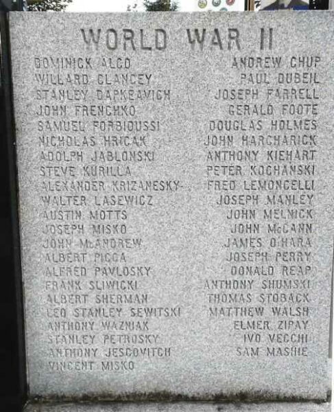 ARCHBALD WAR VETERANS MEMORIAL HONOR ROLL STONE B