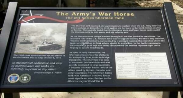 THE ARMY’S WAR HORSE MEMORIAL TANK PLAQUE