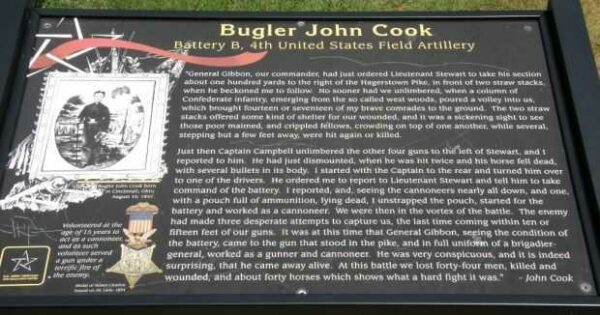 BUGLER JOHN COOK MEMORIAL PLAQUE