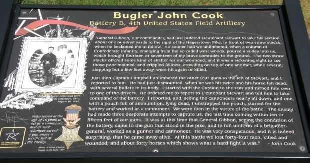 BUGLER JOHN COOK MEMORIAL PLAQUE