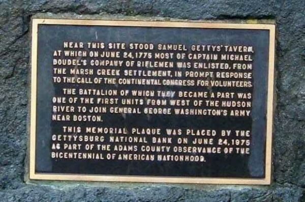 GETTY’S TAVERN SITE WAR MEMORIAL PLAQUE