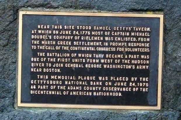 GETTY’S TAVERN SITE WAR MEMORIAL PLAQUE